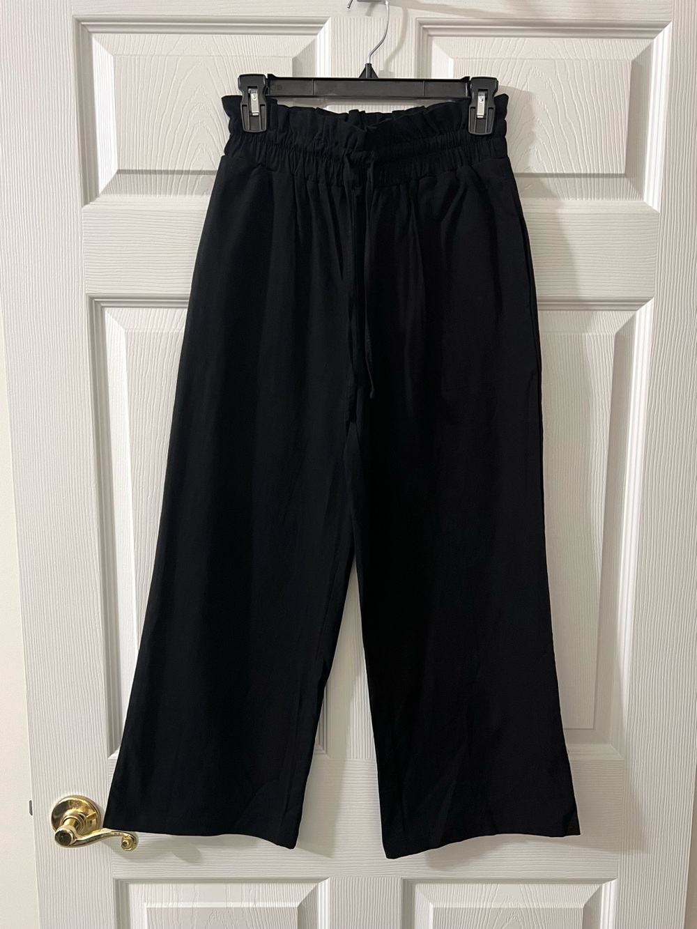 Black Drawstring Wide-Leg Pants